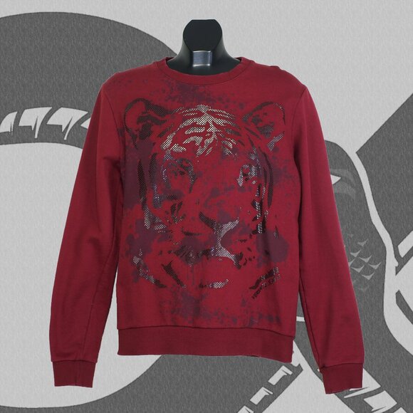 Versace Jeans Crewneck Sweatshirt Authentic Tiger Graphic Men's Medium Red - Picture 1 of 8